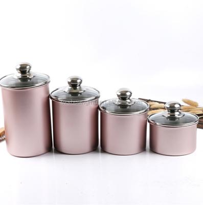 China Viable Wholesales Rose Gold Steel Food Jar Canister Sets for sale