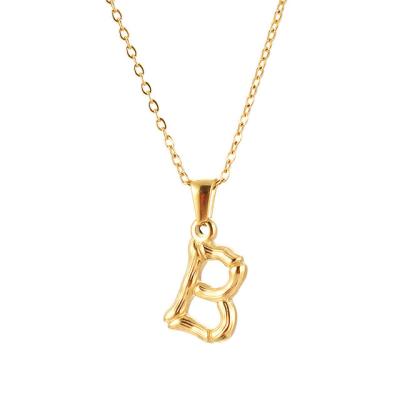 China BOHEMIA YICAI 26 Hip Hop Alphabet Letter Bamboo Pendant Necklaces For Women Equips Stainless Steel Initial Necklace for sale