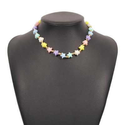 China New Colorful BOHEMIA STAR Acrylic Beaded Chain Jewelry For Beach Choker Clavicle Jewerly Necklaces for sale