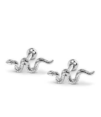 China YICAI 316l Stainless Steel Punk Snake Cartilage Stud Earrings For Women Men Conch Tragus Daith Snake Ear Helix Forward Piercing for sale