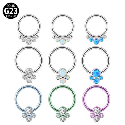 China YICAI CLASSICS 1pc G23 Op17 Titanium Nose CZ Gem Ball Ear Septum Helix Tragus Cartilage Opal Bcr Nose Ring Piercing Earrings for sale