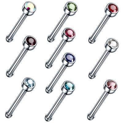 China New 1PC 20G FASHION Zircon Nariz Stud Nostril Piercing Earrings Piercings Nose Titanium Screw CZ Gem G23 Nose Stud for sale