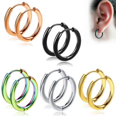 China 316L Stainless Steel Huggie Earrings Hoop Cartilage Helix Hypoallergenic Fashionable Surgical Hypoallergenic Lobes Hinged Sleeper Hoop Earrings for sale