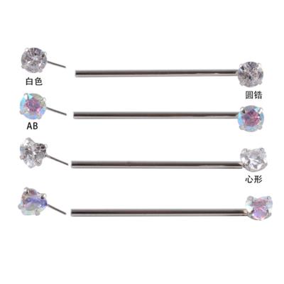 China New Stainless Steel 1pcs CLASSIC Zircon Industrial Barbell Ring Threadless Push In Barbell Pins Nipple Helix Ear Piercing Jewelry for sale