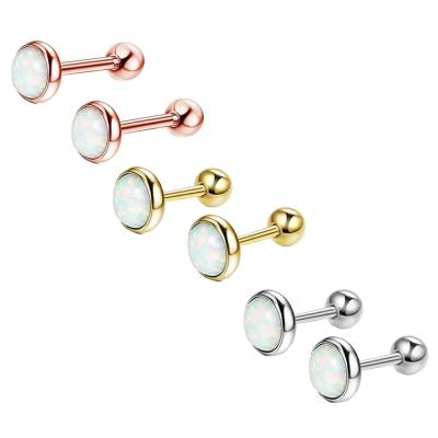 China Punk 1 Pcs Opal Piercing Jewelry Labret Lip Rings Helix Earrings For Men Women Stainless Steel Ear Cartilage Piercing for sale