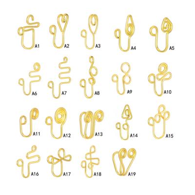 China New FASHIONABLE 1pc Multiple Styles Spiral Copper Wire Fake Nose Piercing With Women Wire 18K Gold Plating Non Piercing Nose Cuffs for sale