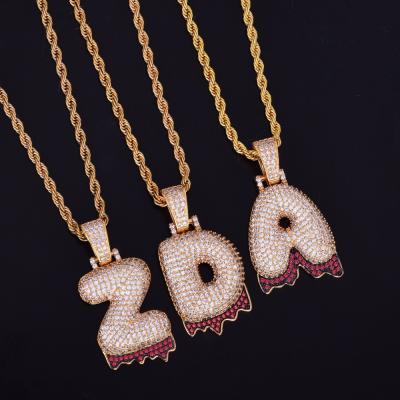 China Hiphop Personalized Iced Out Cubic Zirconia Out Of Name Hiphop Drip Letter Pendant Necklace Custom Gold / Silver Hip Hop Necklace for sale