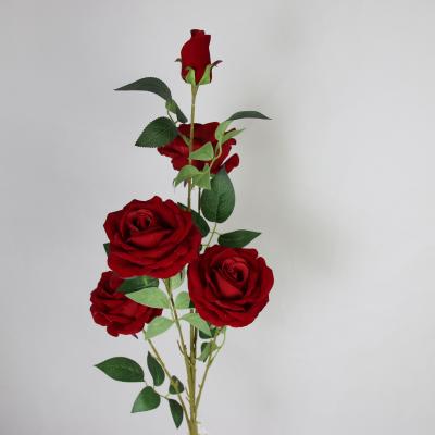 China NEW Home Delicate Roses Branch Silk Artificial Flowers Wedding Decoration Flores Christmas Home Decor Rose With Leaves for sale