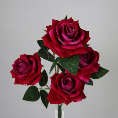 China Large Red Rose Flannel Home Artificial Flower Rose Pamba Artificial Flowers For Wedding Decoration for sale