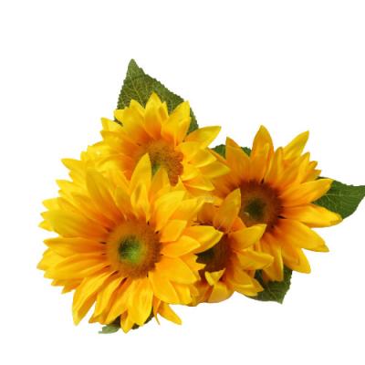 China 5 Heads Touch Natural High Quality Fake Flower Artificsl Sunflower Silk Bouquet Decoration Home Accessories for sale