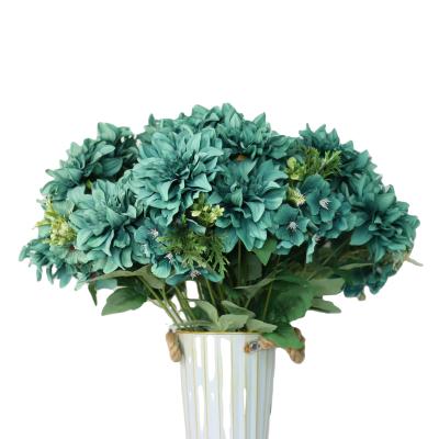 China High Quality Direct Selling Home Customizable 9 Heads Popular Artificial Dahlia Flower for Home Decoration for sale