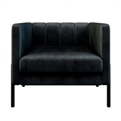 China Other Wholesale Modern Black Tufted Velvet Armchair Single Sofa Velvet Sofa for sale