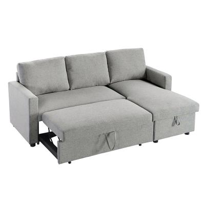 China (Height) Adjustable Living Room Furniture Pull Out Sofa Bed, Corner Sofa Bed With Storage Box for sale