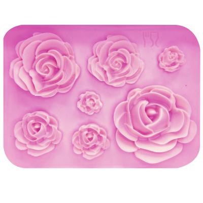 China Viable Rose Flowers Silicone Mold Cake Chocolate Mold Wedding Cake Decorating Tools Fondant Sugarcraft Cake Mold for sale