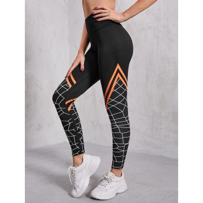 China Antibacterial Antibacterial Printed Tights Yoga Pants Casual Sports Gym Pants Slim Women's Black Striped Cuffs for sale