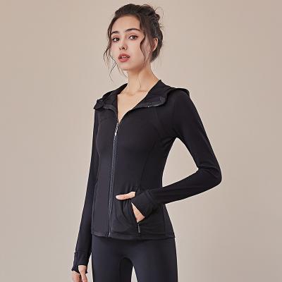 China Custom Logo Women Track Yoga Jacket Sports Jacket Full Zipper Slim Fit Running Workout Long Jacket With Thumb Holes for sale