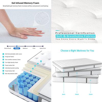 China Flippable Factory Best Sleeping Roll Memory Gel Memory Foam Mattress Well Modern Pocket Spring Mattress for sale