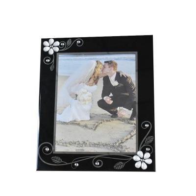 China Modern Simplicity 8x10 Picture Frame Black Glass Crystal Diamond For Wedding Pictures for sale