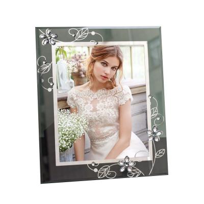 China Modern Simplicity 8x10 Picture Frame Clear Glass Crystal Diamond For Wedding Photos for sale