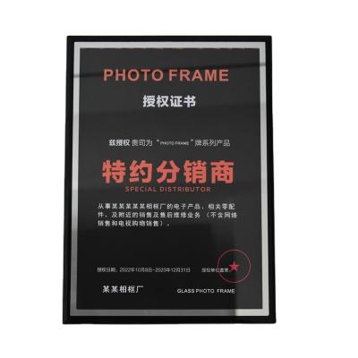 China Modern Black Crystal Glass Medal Picture Frame Picture Frame Home Decoration Gift Square A4 Picture Frames for sale