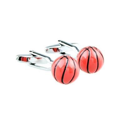 China Eco friendly Unique design men 3D accessories brass cufflinks basketball design baking finish cufflinks for sale