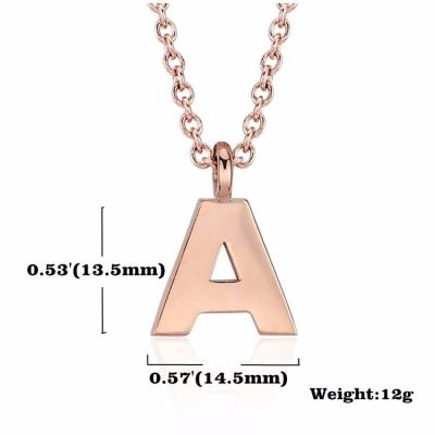 China Eco friendly Fashion Jewelry New Arrival Casting A-Z Letter Pendant Necklaces 316 Stainless steel letters vacuum plated rose gold necklace for sale