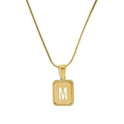 China Eco friendly Stainless Steel Women 26 English Letter Pendant 18K Gold Sand Letter Necklaces for sale