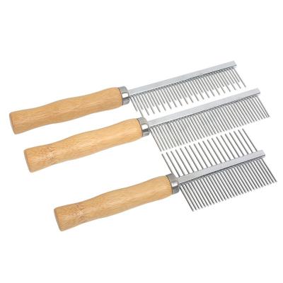 China Stocked stainless steel double-sided pet brush cleaning hair removal comb for sale