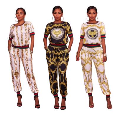 China Lady's Breathable Two-Piece Women's Clothing Set Casual Pants Aumunm Spring Print Women's Long Trousers Pants Set for sale