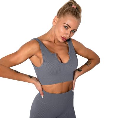 China 2021 Breathable New Arrive Fashion Women's Seamless Light Support Sports Bra Wireless Yoga Crop Tops Yoga Tank Tops for sale