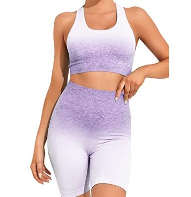 China 2021 Breathable Workout Sets For Women 2 Piece Gym Teams Seamless Yoga Equipment High Waist Shorts With Sports Bra Set for sale