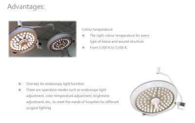 Chine dôme léger chirurgical fixé au mur 5000k de 80W LED double pour la salle d'opération à vendre