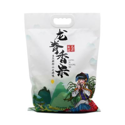 China Moisture Proof 5kg Custom Rice Packaging Bag Plastic Food Package Rice Bags With Handle for sale