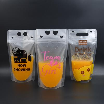 China Moisture Proof Custom translucent juice drink pouches bags stand up zipper bag plastic clear liquid food beverage pouches with straw hole for sale