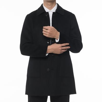 China Custom Made Anti-wrinkle Style Luxury Men's Trench Coat Winter OEM Cashmere Wool Pea Coat Men Long for sale