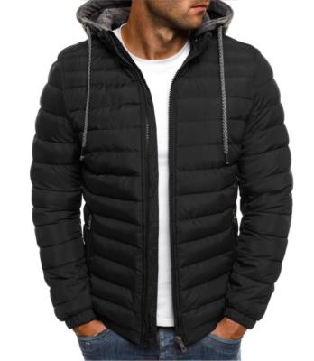 China Newest Design 100% Polyester Winter Cotton Padded Striper Jacket QUICK DRY Outdoor Hooded Jacket For Men for sale