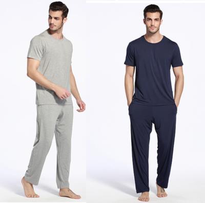 China Wholesale Mens QUICK DRY Soft Bamboo Pajamas Sets Short Sleeve Top Pants Mens Sleepwear for sale