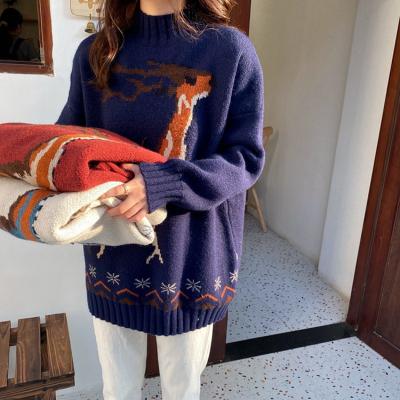 China High Waist Breathable Sweater Overcoat Breathable Christams Deer Printing Fashion Big Tide For Women Lady Spring Autumn for sale