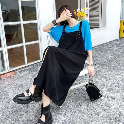 China Fashion Retro Elegant Dress Summer Loose Strapless Black Halter Skirt Thin Spring Spring Breathable Tide for sale