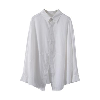 China Ladies Breathable Polyester Oversize Breathable Office Blouse Women Plus Size Full Long Blue Rose White Shirts Korean Fashion Sleeve Spring for sale