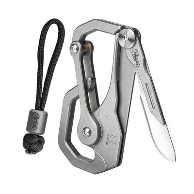 China Titanium Hot Multi Folding Knife Hot Multi Outdoor Tool Pocket Function Sales Alloy TC4 Carabiner Chain Knife for sale