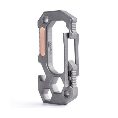 China TC4 Multifunction Titanium Alloy EDC Carabiner Key Ring With Bottle Opener And Outdoor Titanium Key for sale