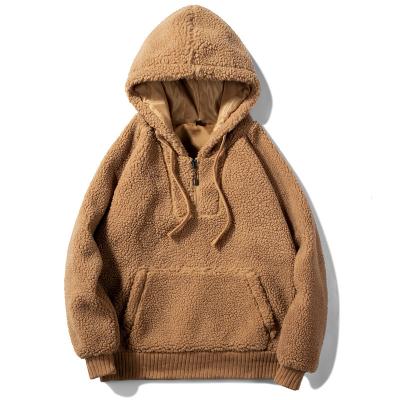 China Winter Customized Sale Anti-wrinkle High Quality Warm Comfortable Polyester Pullover Unisex Solid Color Thickened Sherpa Hoodie for sale