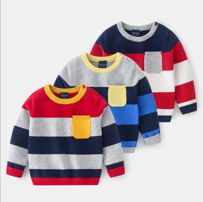 China 2020 Winter Toddler Boy Anti-wrinkle Knit Stripes Sweater Clothes 1-5 Years Old for sale