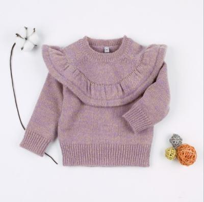 China Sustainable Little Kids Girl Knitted Frilling Sweater Spring Autumn Clothes for sale