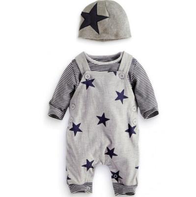 China Polyester / Cotton Baby Kid Boys Long Sleeves T-Shirt And Pant Set With Hat Star Design for sale