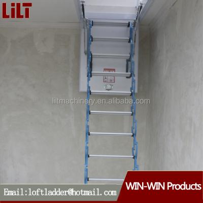 China Indoor Household Aluminum Folding Retractable Stair Lift Attic Interior Padded Invisible Ladder Telescopic Ladder for sale