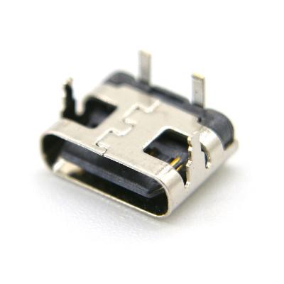 China Horizontal Type C Connector Female 2 Pin Horizontal Through Hole USB C Connector for sale