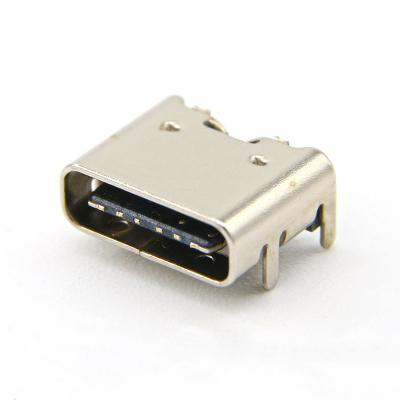 China Fonnector 6Pin SMT+through Hole PCB MountType C Female Connector USb Horizontal for sale