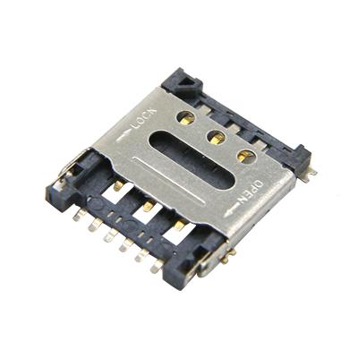 China Type nano SIM Card Socket 6P H=1.4mm SIM Card Connector nano de SIM Card Connector Hinged Lid for sale